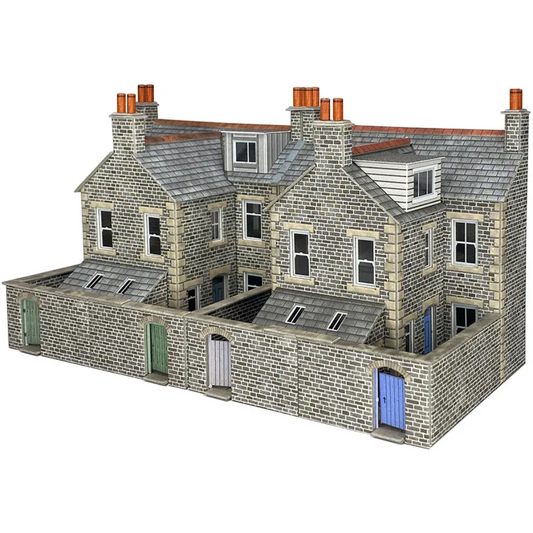 PO305 Metcalfe OO Scale Low Relief Terraced House Backs Kit in Stone