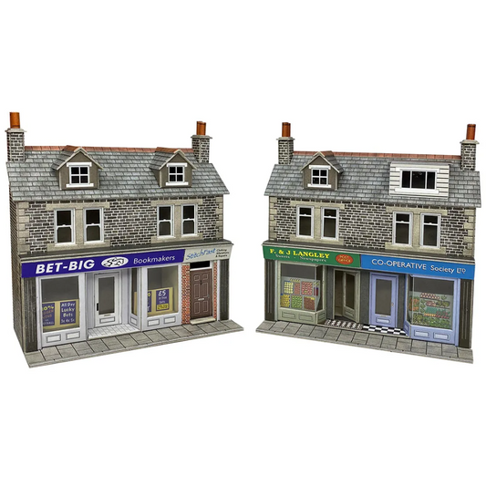 PO307 Metcalfe OO Scale Low Relief Shop Fronts Kit in Stone