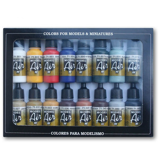 71178 Vallejo Basic Colours Model Air Set (16 X 17Ml Bottles)