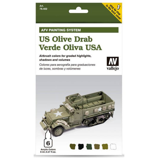 78402 Vallejo US Army Olive Drab Paint System 6 X 8Ml