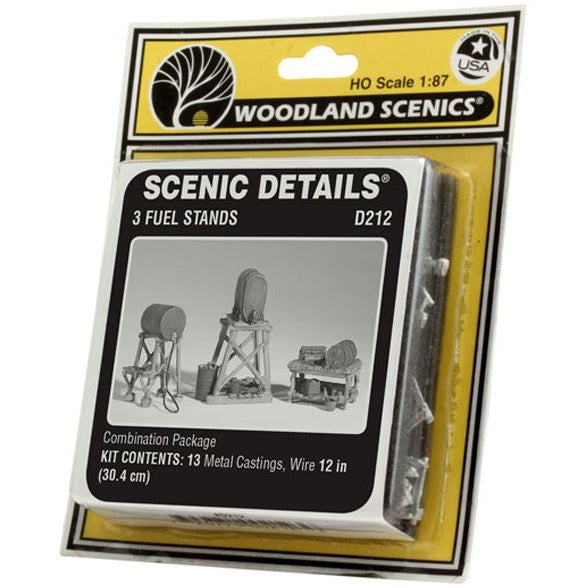 D212 Woodland Scenics Ho Scale 3 Fuel Stands White Metal Castings