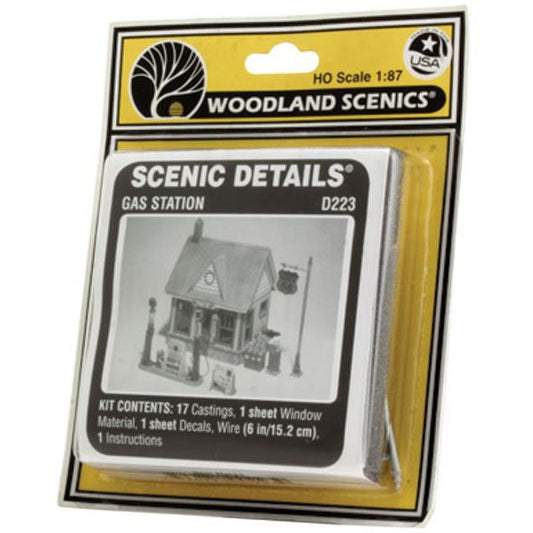 D223 Woodland Scenics Gas Station White Metal Castings Ho Scale