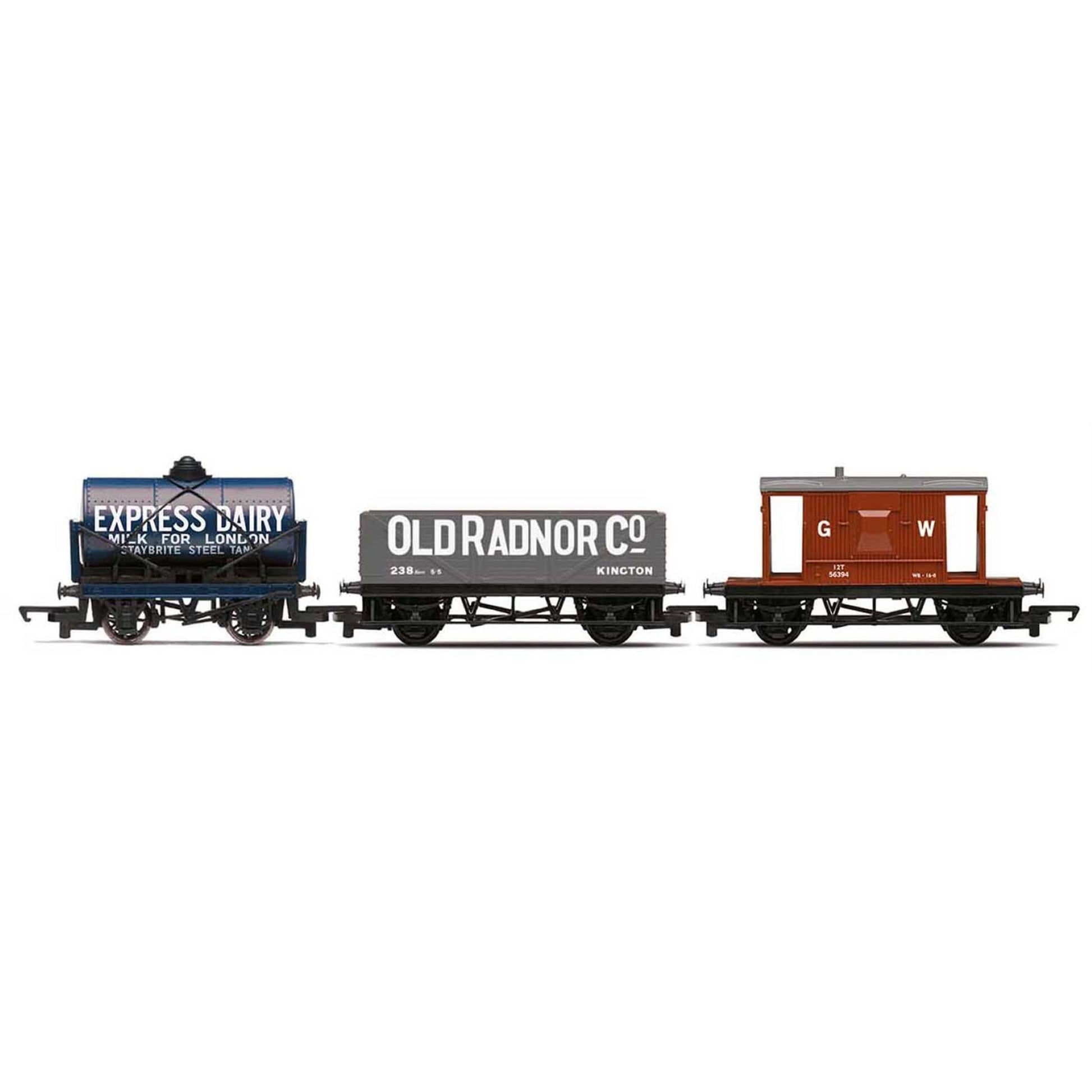 Hornby Triple Wagon Pack, Mixed Wagons with Brake Van - Era 3 R60047