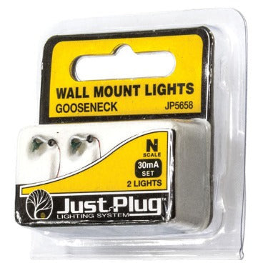 JP5658 Woodland Scenics N Scale Gooseneck Wall Mount Lights