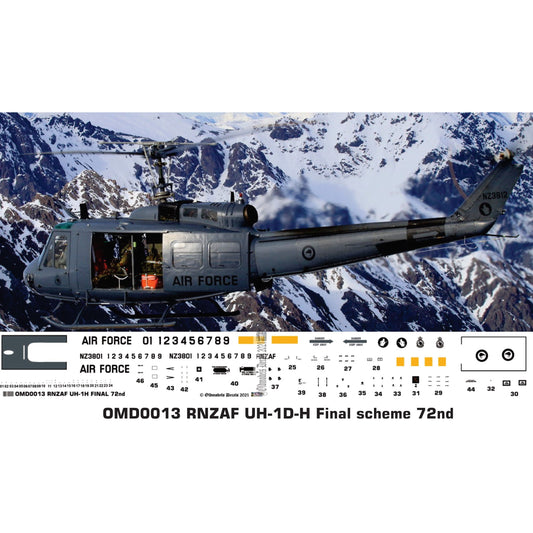 OMD0013 RNZAF UH-1D/H Iroquois final 1/72 Decals