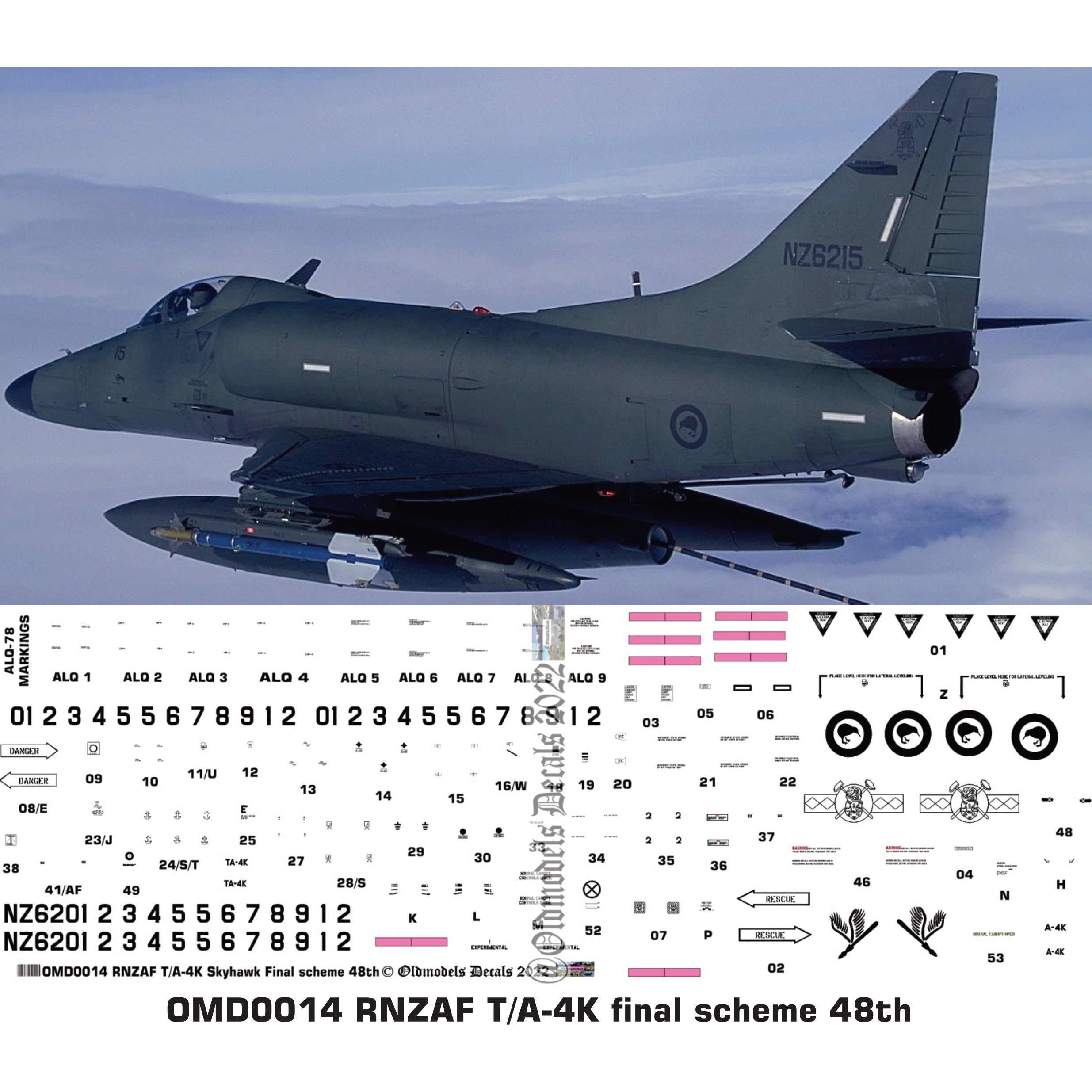 OMD0014 RNZAF A-4K / TA-4K Skyhawk last 1/48 Decals – Injection Models Now