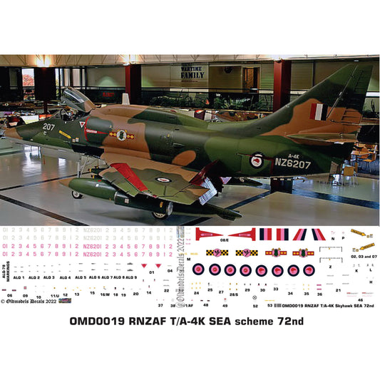 OMD0019 RNZAF A-4K / TA-4K Skyhawk SEA 1/72 Decals