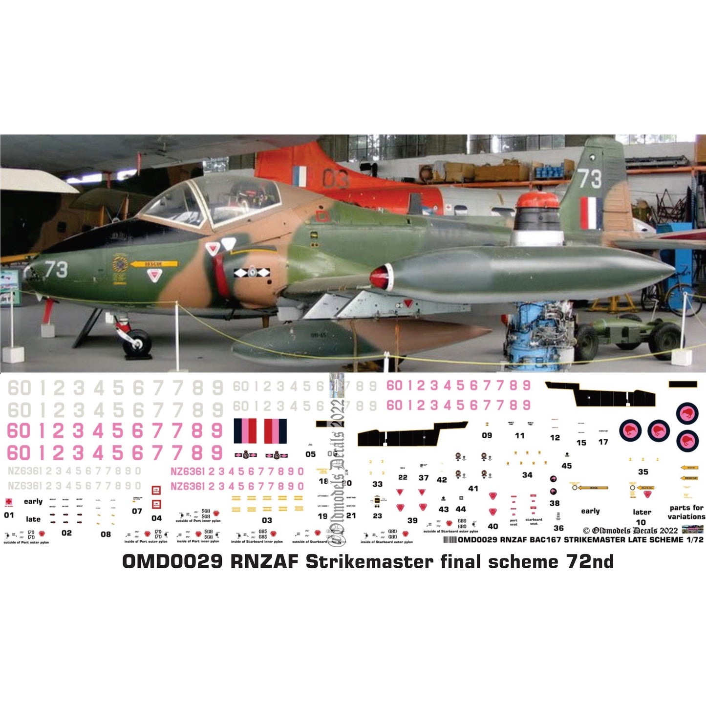 OMD0029 RNZAF BAC167 Strikemaster late 1/72 Decals