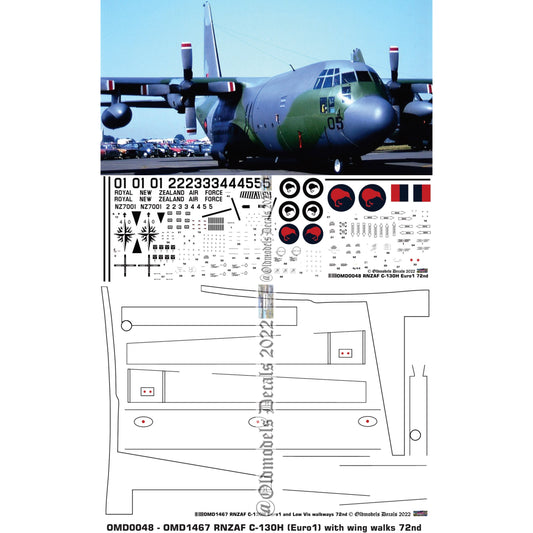 OMD0048 RNZAF C130H Euro1 1/72 Decals