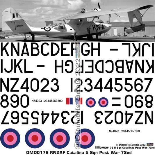 OMD0176 RNZAF Catalinas Post War 5 Sqn 1/72 Decals