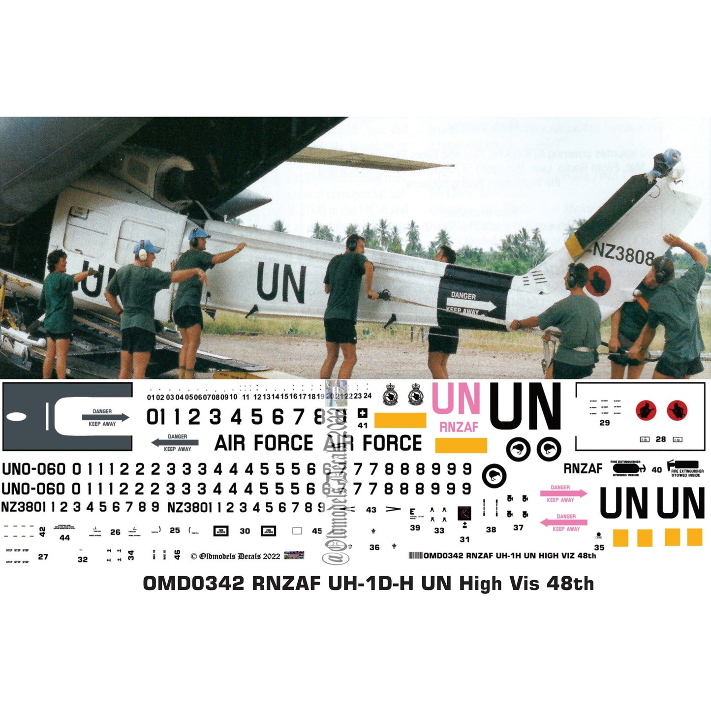 OMD0342 RNZAF UH-1D/H Iroquois UN High Viz 1/48 Decals