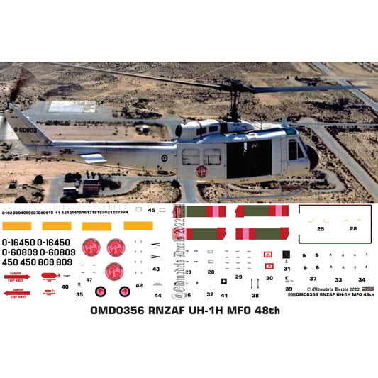 OMD0356 RNZAF UH-1H Iroquois MFO 1/48 Decals