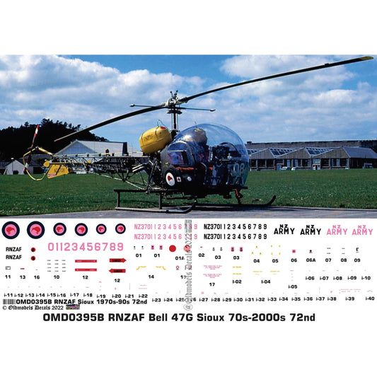 OMD0395B RNZAF Sioux 1970s-90s 1/72 Decals