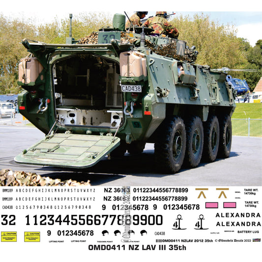 OMD0411 NZ Army LAV 2012-16 1/35 Decals
