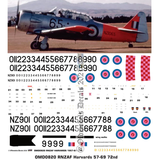 OMD0820 RNZAF Harvards 1957-1969 1/72 Decals