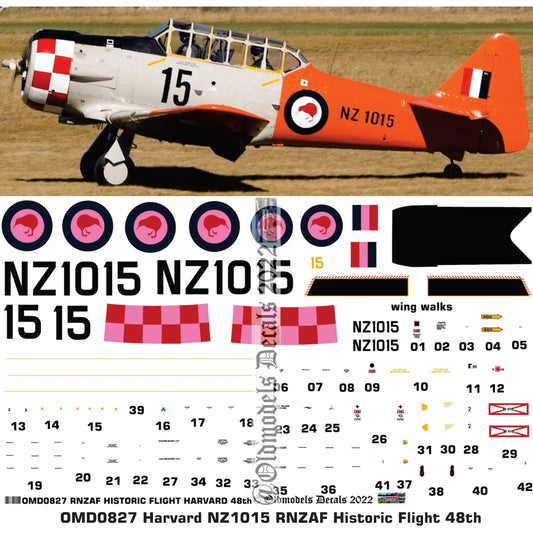 OMD0827 RNZAF Harvards Historic Flight 1015 1/48 Decals