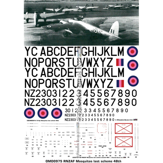 OMD0975 RNZAF Mosquitos - late scheme 1/48 Decals