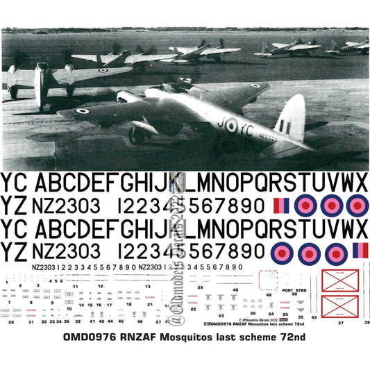 OMD0976 RNZAF Mosquitos - late scheme 1/72 Decals