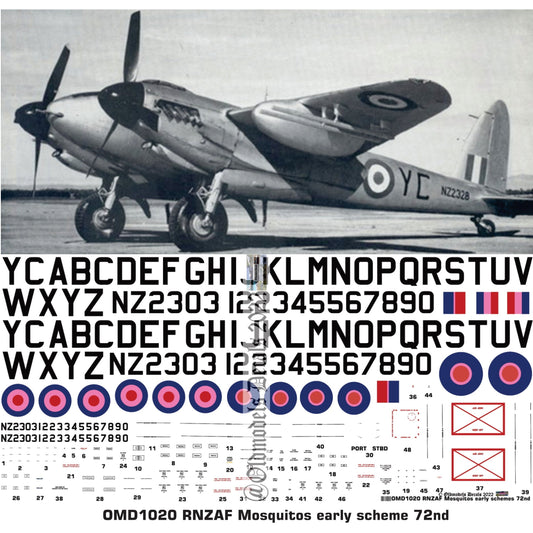 OMD1020 RNZAF Mosquitos - early schemes 1/72 Decals