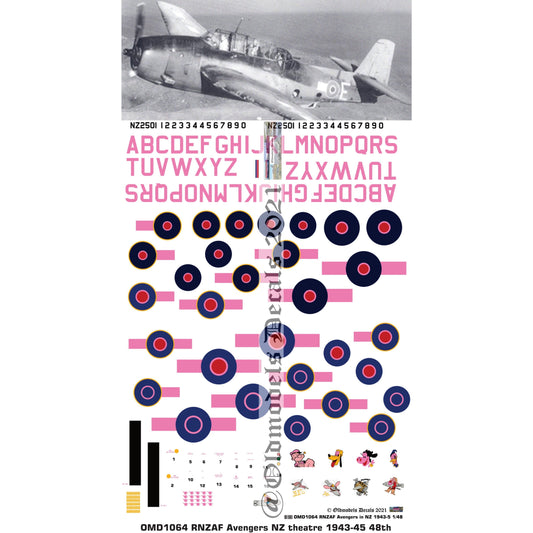 OMD1064 RNZAF Avengers in NZ 1943-45 1/48 Decals