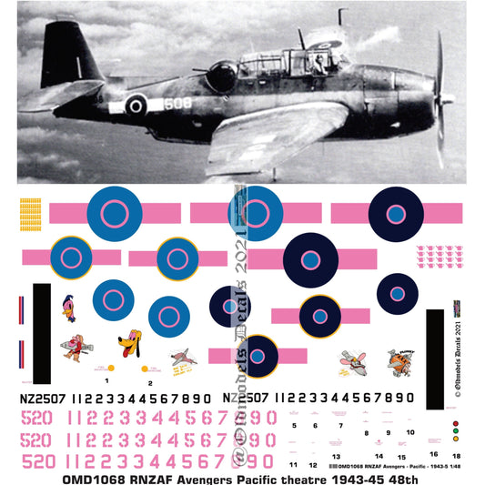 OMD1068 RNZAF Avengers Pacific 1943-45 1/48 Decals