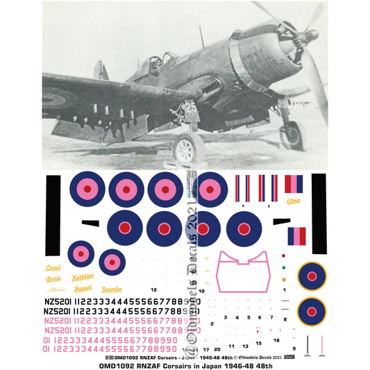 OMD1092 RNZAF Corsairs Japan 1945-48 1/48 Decals