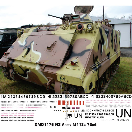 OMD1176 NZ Army M113s 1/72 Decals