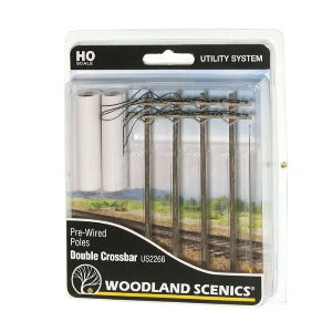 US2266 Woodland Scenics Ho Wired Poles Double Crossbar (4 Poles Per Pack)